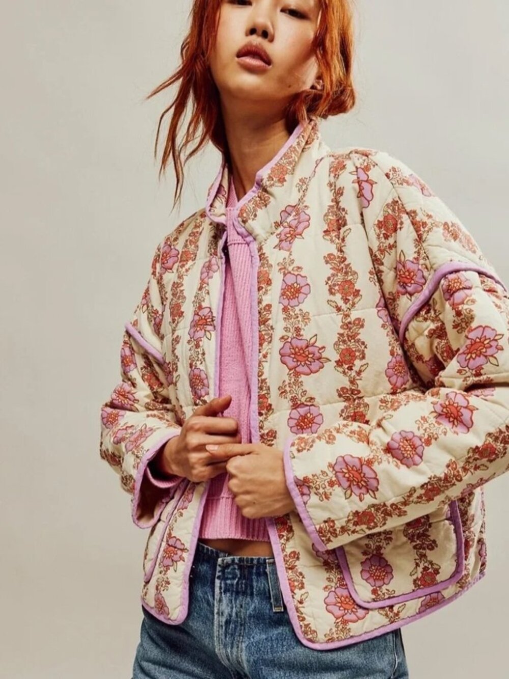 Free People Chloe Quilted Floral Jacket Small